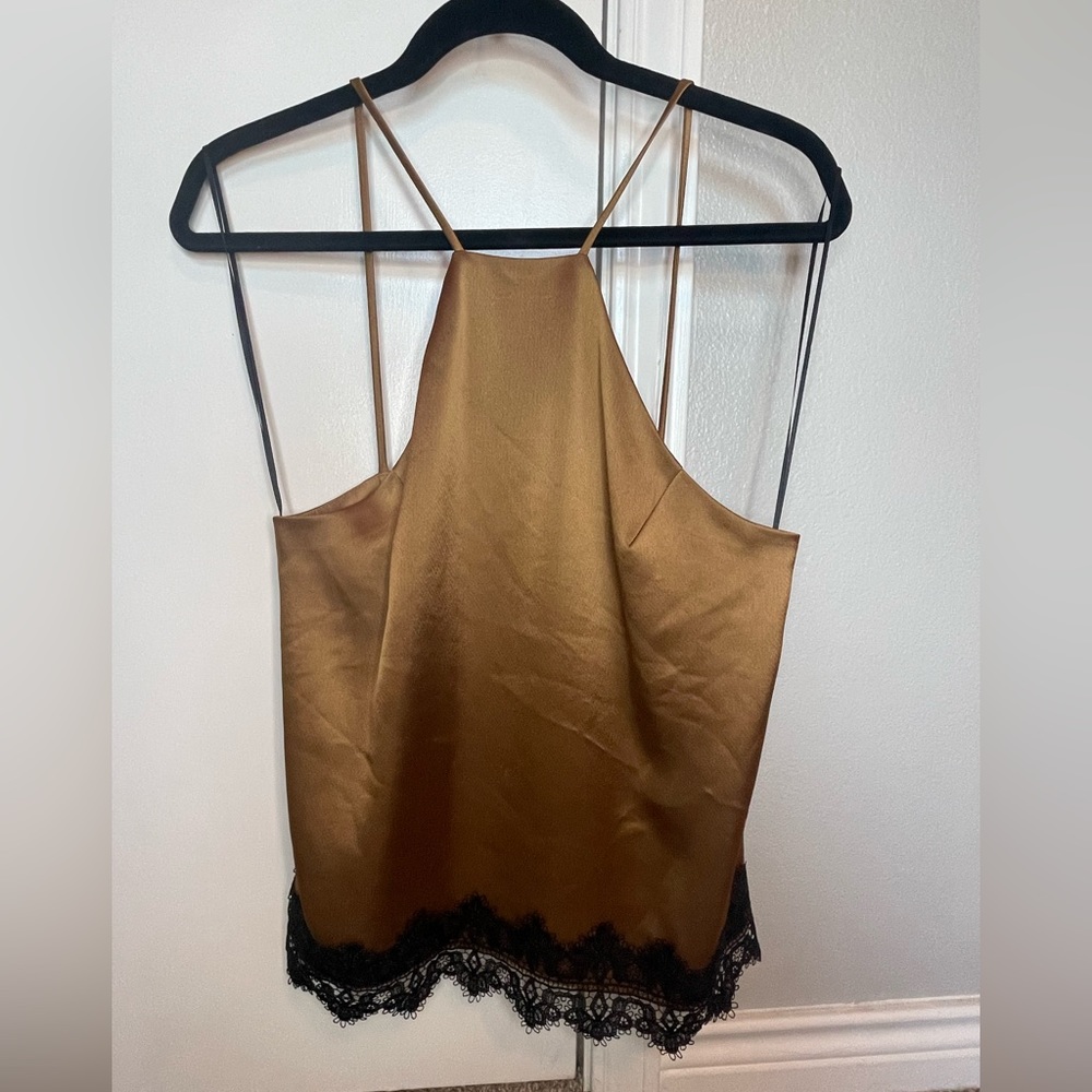 ABS silky top with lace detail
